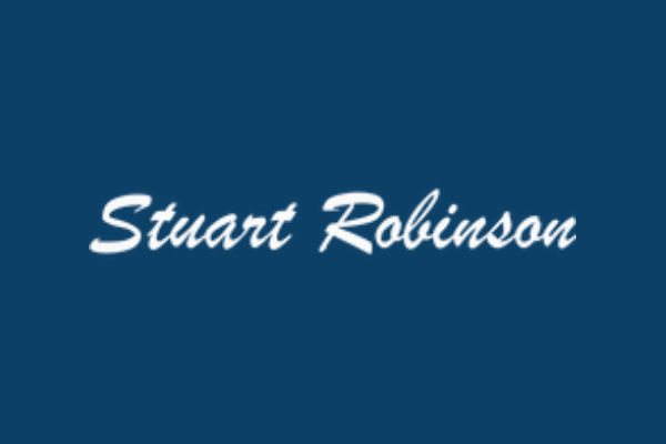 “Stuart Robinson” written in white text